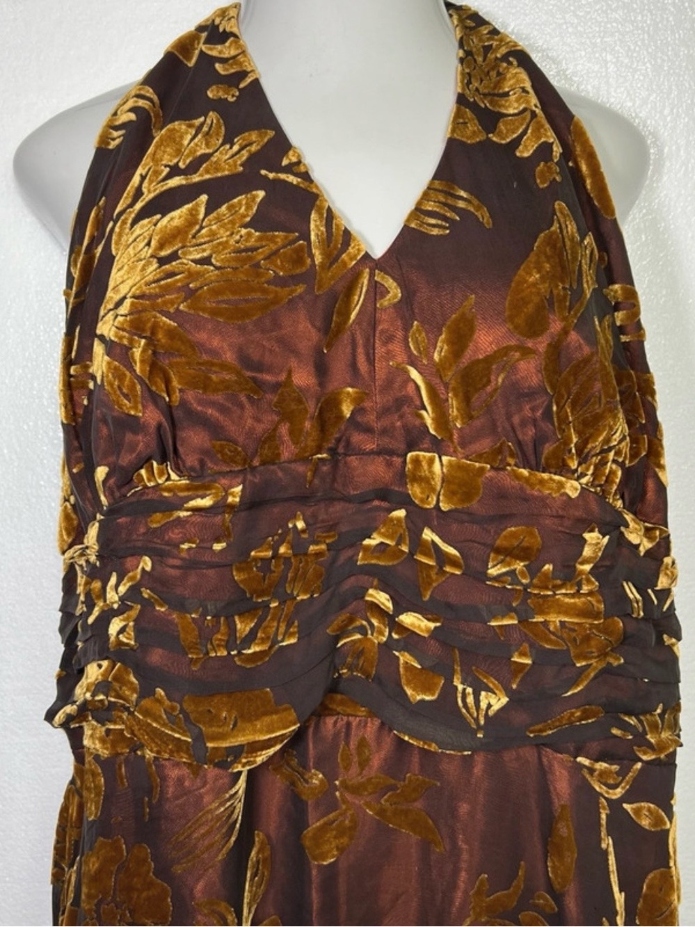 Vintage signature Robbie bee velvet burnout silk halter dress size 22W - Picture 2 of 7